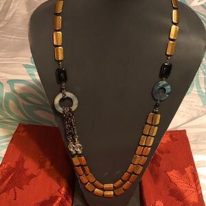 Chic Gold and Black Beaded Necklace